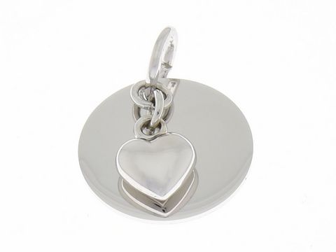 Anhänger Gravur Platte mit Herz in Silber rhodiniert, flach und zeitlos des Herstellers Juwelier Harnisch, ideal für persönliche Gravuren oder als Schmuckstück für besondere Anlässe.