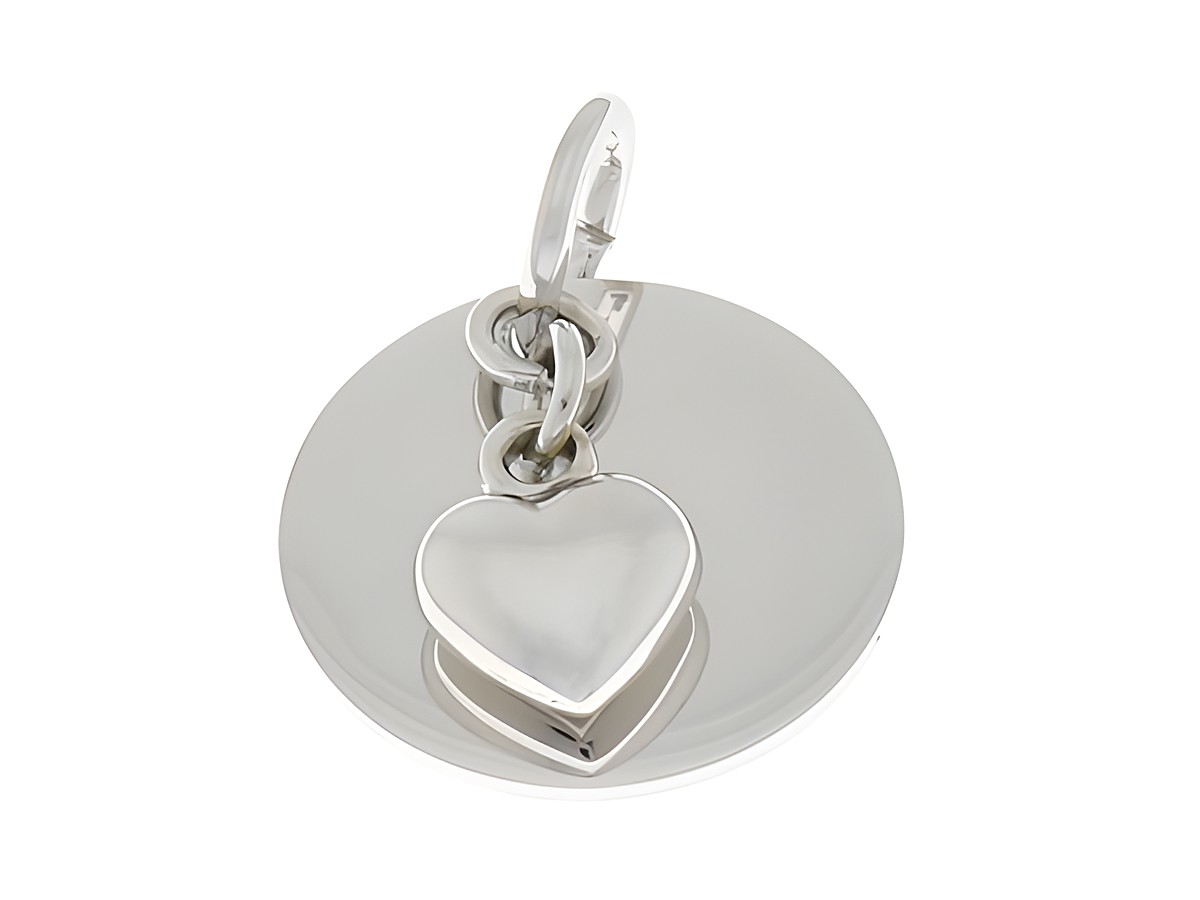 Anhänger Gravur Platte mit Herz in Silber rhodiniert, flach und zeitlos des Herstellers Juwelier Harnisch, ideal für persönliche Gravuren oder als Schmuckstück für besondere Anlässe.