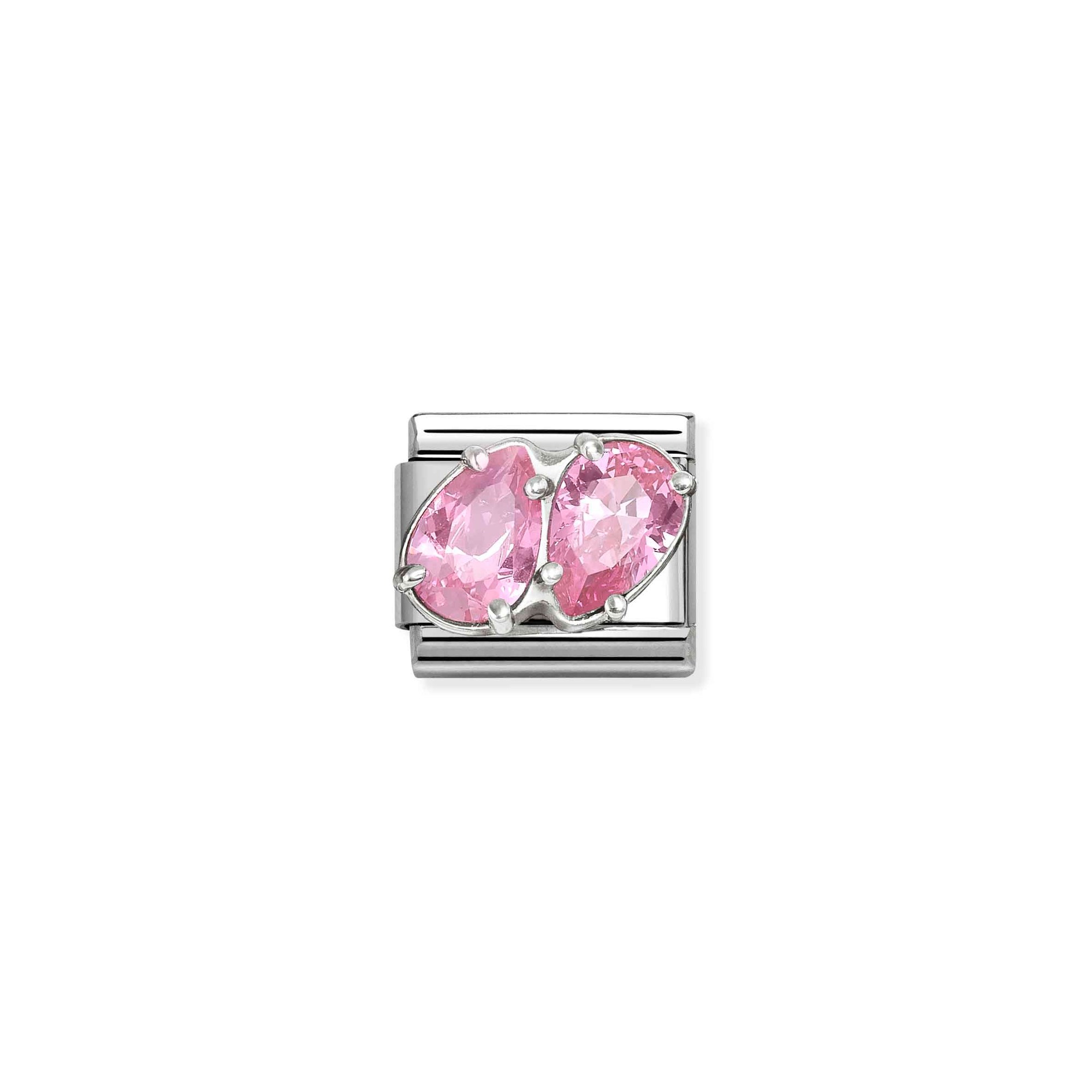 Nomination Classic Sterling Silber charm - 2 Tropfen - Zirkonia - Rosa – Ansicht 2