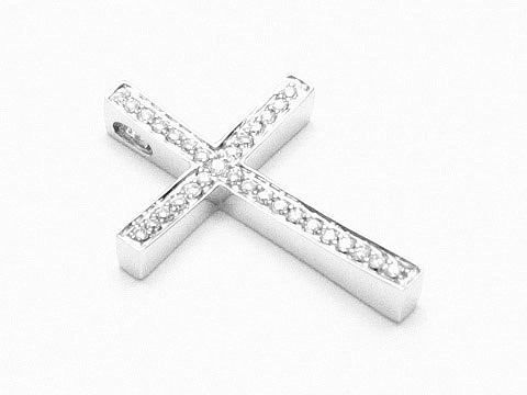 Brillant Kreuz Anhänger aus Weiss-Gold 585 14 Karat von Juwelier Harnisch, elegant und funkelnd mit klaren Brillanten besetzt, strahlt zeitlose Schönheit und Stil aus.
