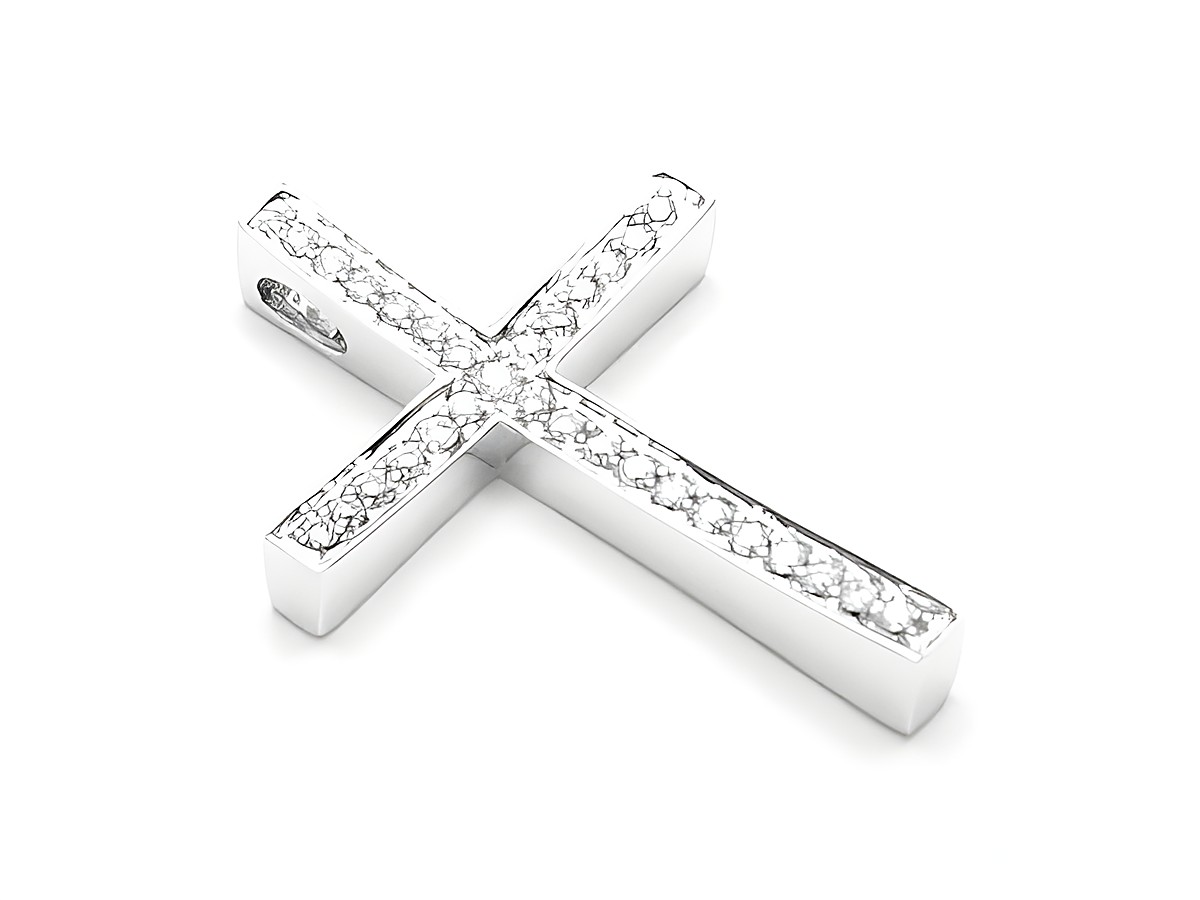 Brillant Kreuz Anhänger aus Weiss-Gold 585 14 Karat von Juwelier Harnisch, elegant und funkelnd mit klaren Brillanten besetzt, strahlt zeitlose Schönheit und Stil aus.