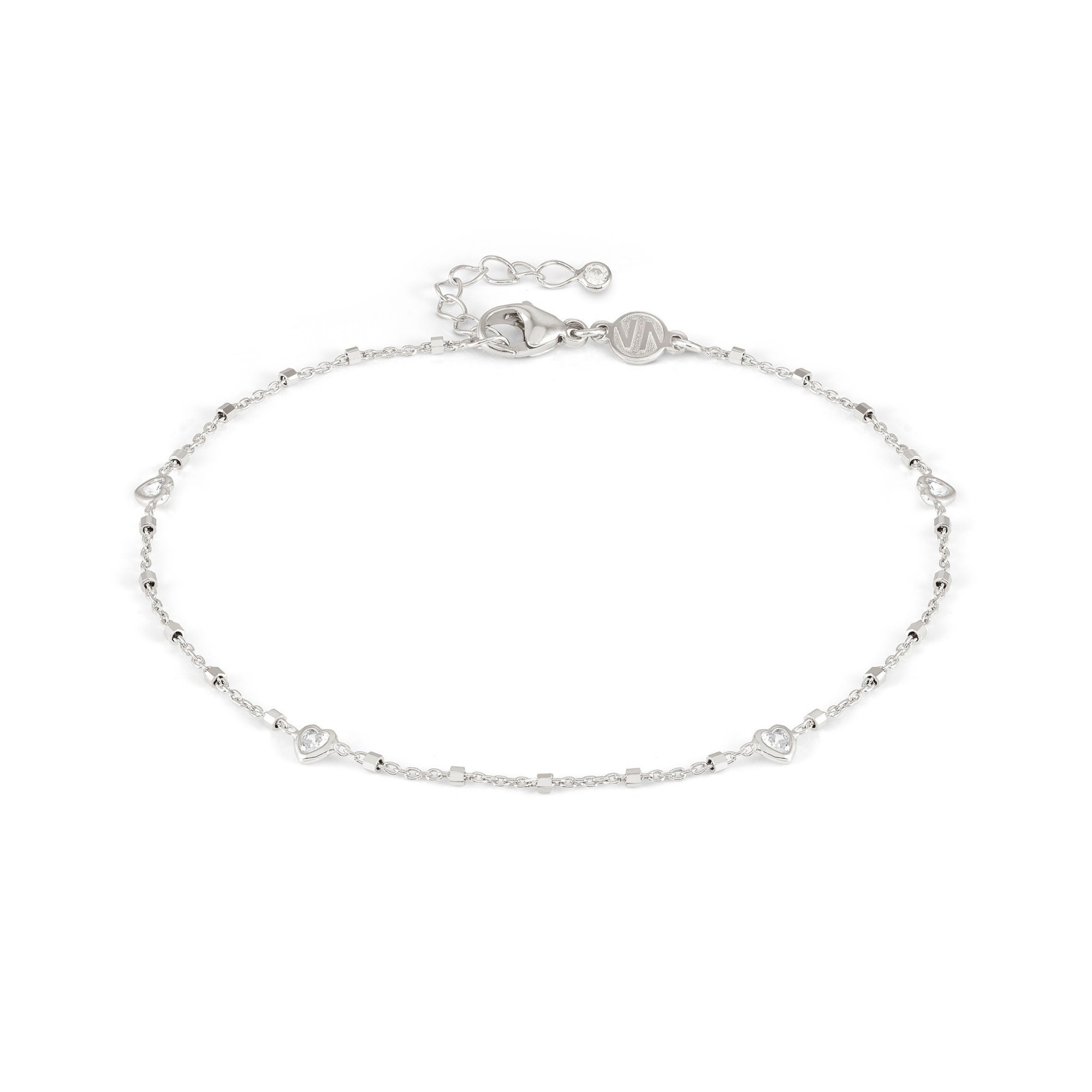 Nomination Anklets Fußkette Herzen - Silber 925 rhodiniert, Zirkonia