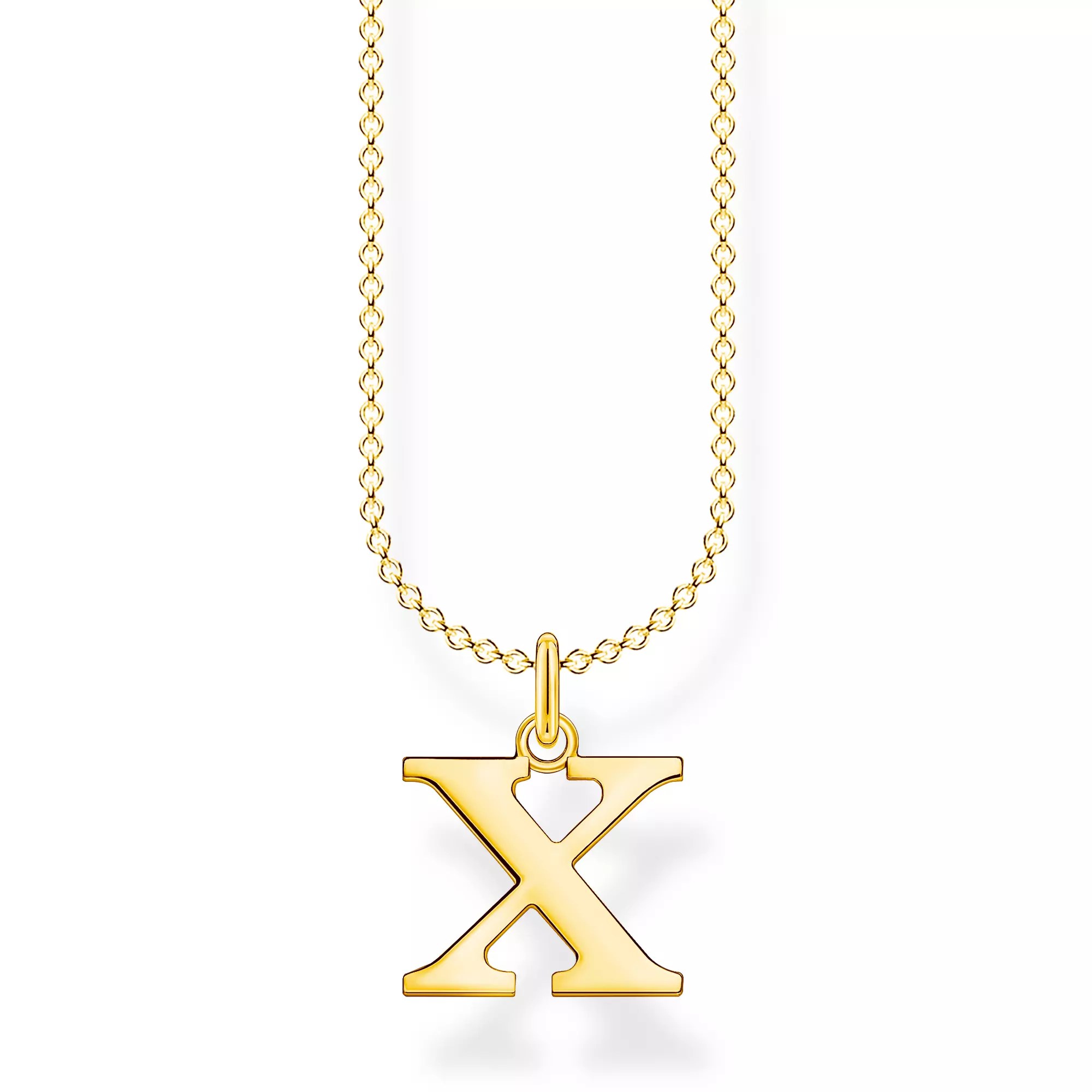 Thomas Sabo Buchstaben Initialen Kette - X - Silber verg. Gelbgold 38-45 cm