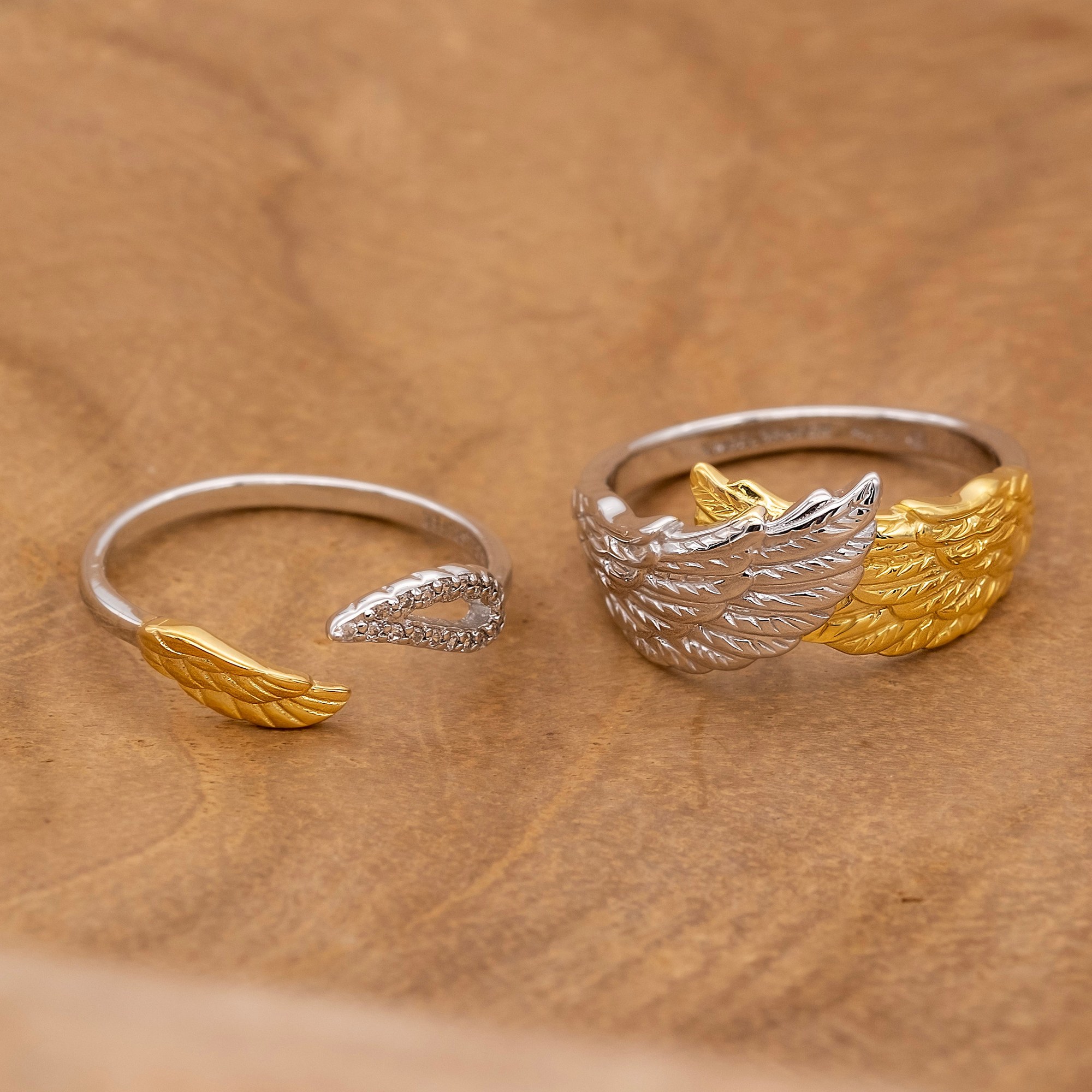 Engelsrufer WING Ring Double Bicolor - Gelbgold vergoldet auf Silber – Ansicht 4