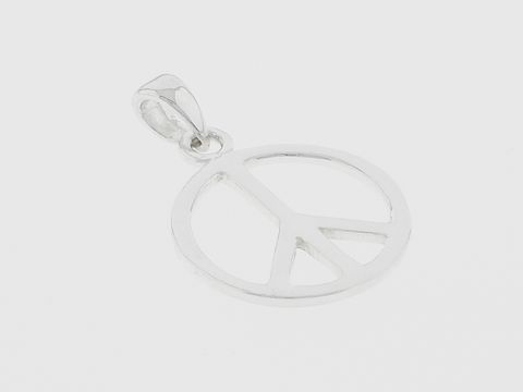 Silber Anhänger in Form eines Peace Zeichens, symbolisch für Frieden, gefertigt von Juwelier Harnisch. Elegantes und zeitloses Design für einen besonderen Schmucklook.