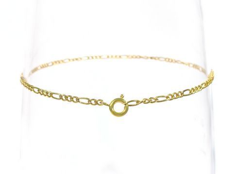 Fußkettchen aus Gold 585 im Figaro-Stil, 23 bis 25 cm lang, 1,6 mm dick, mit schlichter Öse, ideal für elegante Akzente, hergestellt von Juwelier Harnisch.