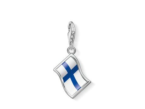 Charm von Thomas Sabo in Form der Flagge Finnlands, aus Emaille in transparent blau, detailreiche Darstellung mit geschwungenem Design und praktischer Befestigung.