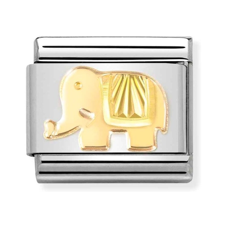 Nomination Composable Classic Charm Elefant - Edelstahl, Gold 750 Gelbgold, diamantiert