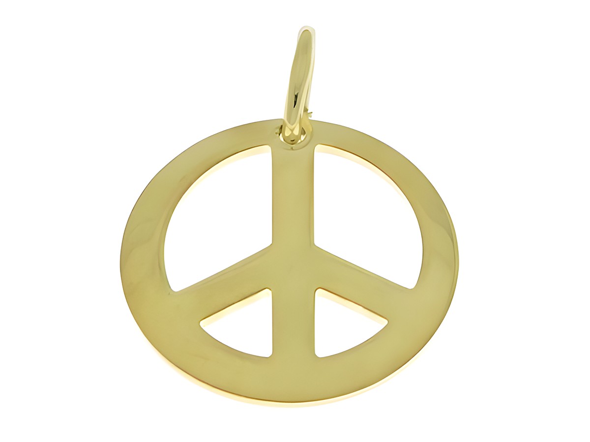 Ein silberner Peace Frieden Anhänger mit dem klassischen Zeichen, elegant ausgearbeitet und ideal für Schmuckliebhaber, gefertigt vom Juwelier Harnisch.