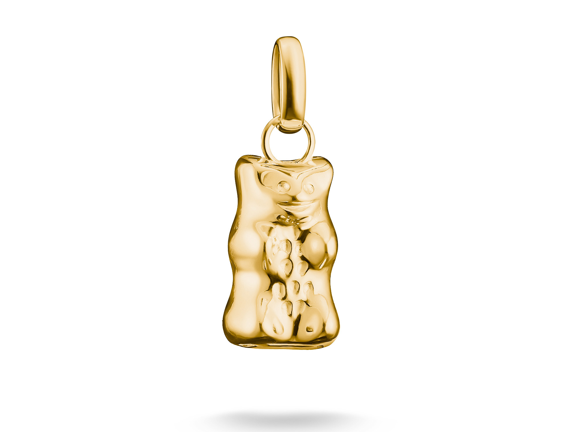 Goldener HARIBO Charm mit Öse aus Silber und Gelbgold veredelt, Hersteller Thomas Sabo, Charm Club CONNECT. Der Charm zeigt die bekannte Form eines Gummibären.