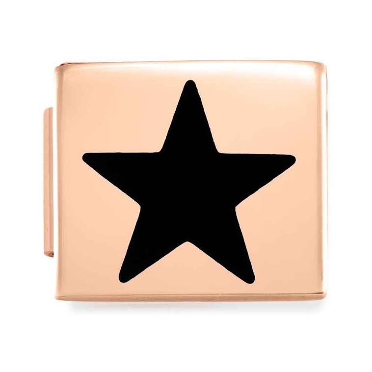 Nomination Classic GLAM Link Edelstahl mit Emaille Roségold - Star SCHWARZ