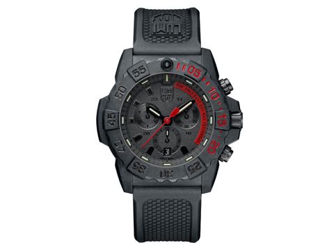 Luminox NAVY SEAL 3580 SERIES Chronograph XS.3581.EY Herren Armbanduhr in Schwarz mit rotem Akzent, robustes Gehäuse, sportliches Design, ideal für Abenteuer und tägliche Nutzung.