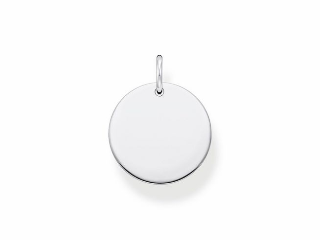 Thomas Sabo Gravur Anhänger rund PE923-001-21 aus hochwertigem Sterling Silber, zeitloses, schlichtes Design ideal für persönliche Gravuren, perfekt als Schmuckstück oder Geschenk.
