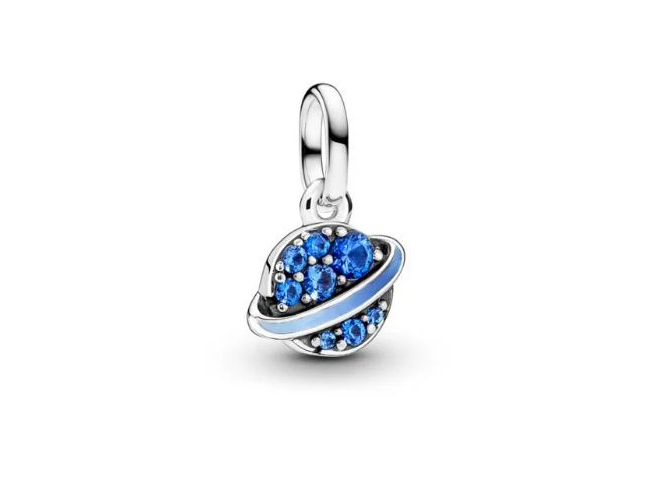 Pandora ME 793448C01 Mini-Charm - Planet BLAU - Sterling Silber - Kristalle & Emaille - 793448