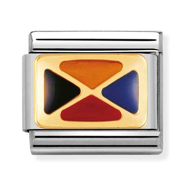 Nomination Composable Classic Charm Flaggenalphabet Z - Edelstahl, Gold 750 Gelbgold, Emaille