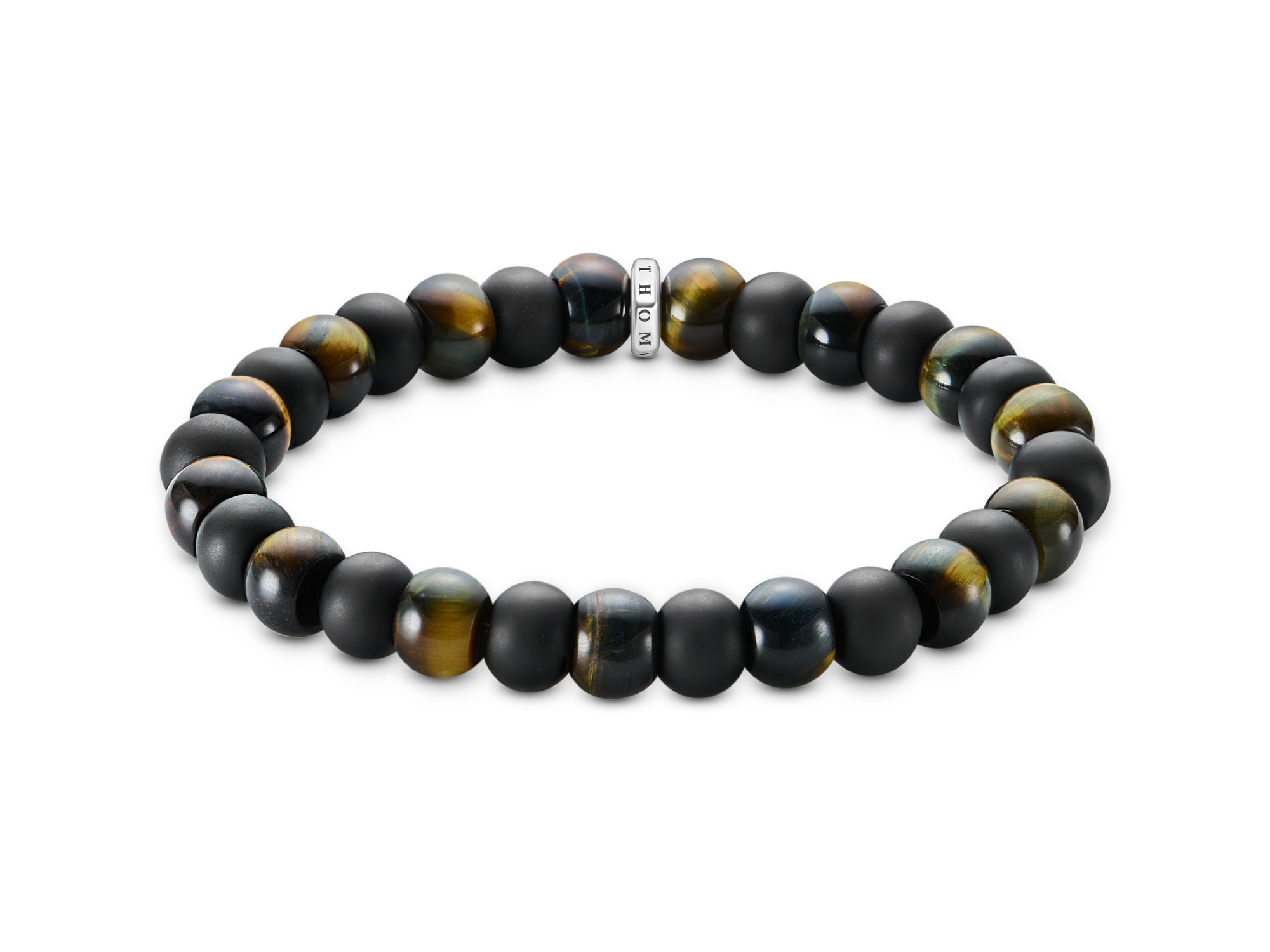Schwarzes Bead Armband aus matten und schimmernden Perlen, gefertigt von Thomas Sabo, Modell A2196-806-11-L17, Größe 17 cm, Teil der Rebel Basics Neuheiten.