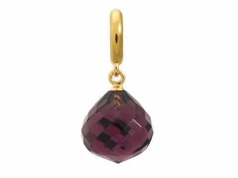 Goldener Charm mit einem facettierten Amethyst, tropfenförmigem Design, perfekt als elegantes Accessoire für Schmuckliebhaber und Fans von J.Lo. Ideal für individuelle Styles.