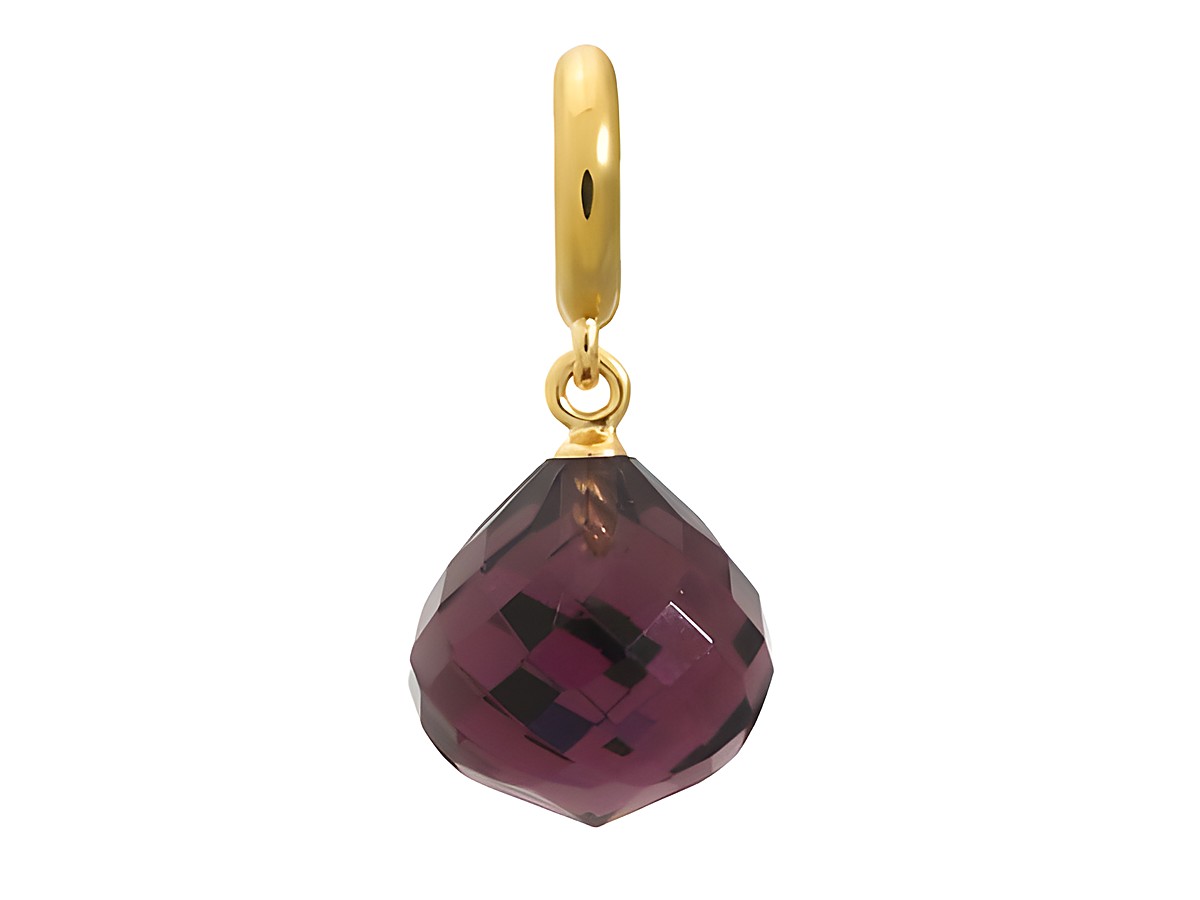 Goldener Charm mit einem facettierten Amethyst, tropfenförmigem Design, perfekt als elegantes Accessoire für Schmuckliebhaber und Fans von J.Lo. Ideal für individuelle Styles.