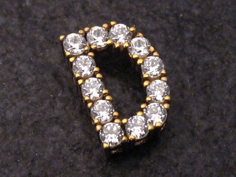 40948-0 Gold Buchstaben Anhänger D mit Zirkonia, hochwertiger Schmuck vom Hersteller Juwelier Harnisch, glänzende Steine in eleganter Anordnung, ideal für personalisierte Geschenke.