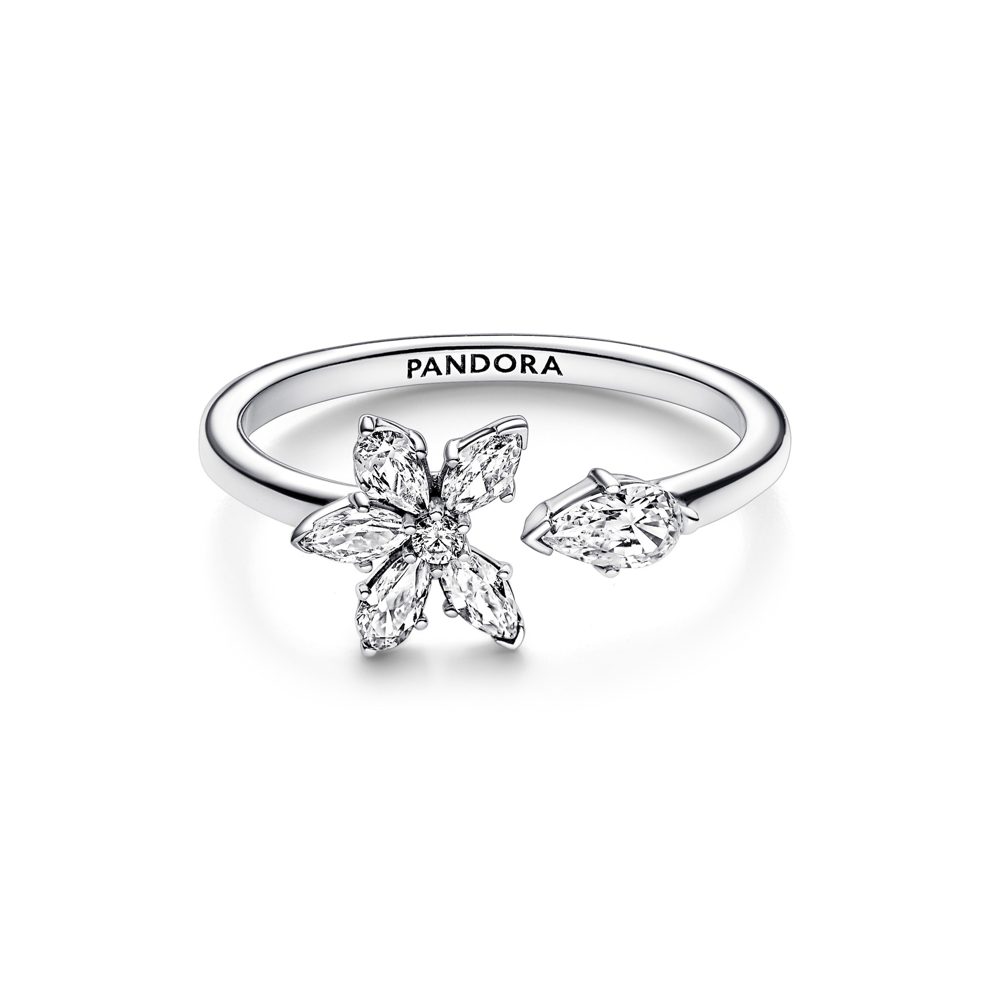 Pandora Funkelndes Herbarium Cluster Offener Ring - Sterling Silber Ansicht 2 – Ansicht 2
