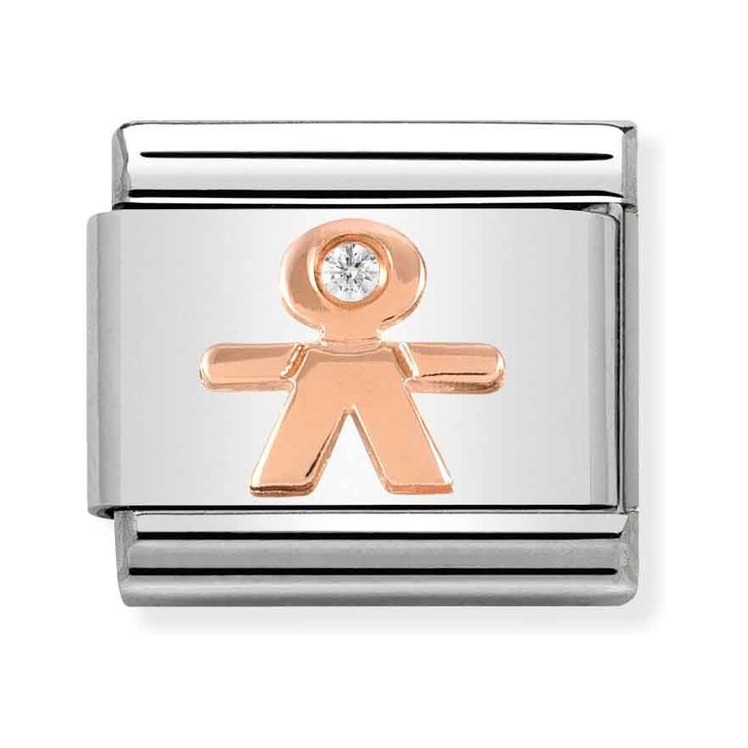 Nomination Composable Classic Charm Junge - Edelstahl, Gold 375 Roségold, Zirkonia