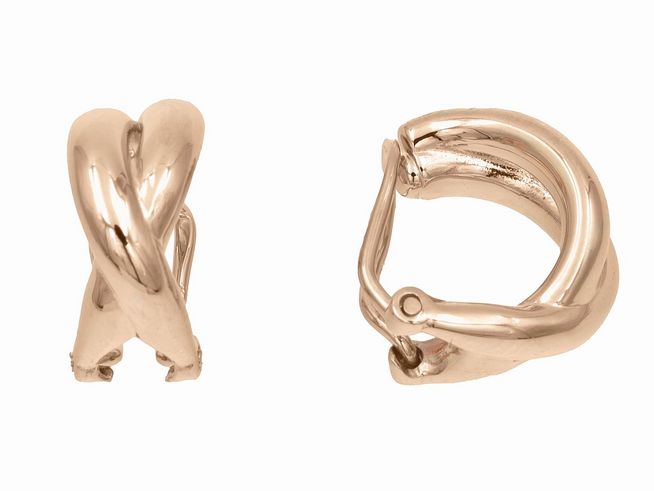 Ohrclips in Wellenform aus sterling Silber, vergoldet in Roségold, poliert, Hersteller Juwelier Harnisch, ideal für einen eleganten Akzent.