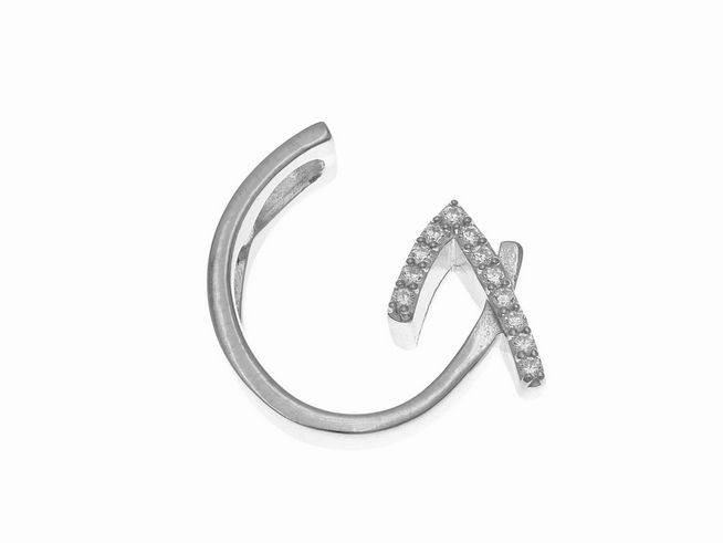 Anhänger aus Sterling Silber in polierter und rhodinierter Ausführung mit dem Buchstaben G, verziert mit Zirkonia, hergestellt von Juwelier Harnisch.