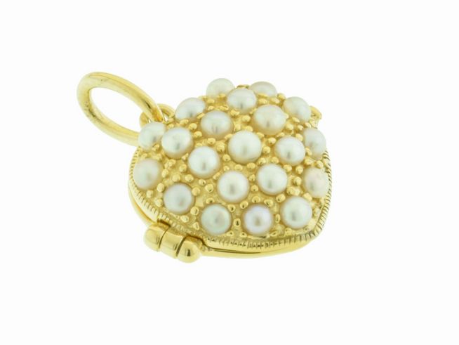 302408-0 Bezaubernder Anhänger aus vergoldetem Silber 925 mit Zuchtperlen, Hersteller Juwelier Harnisch, in herzförmigem Design und eleganter Ausstrahlung. Ideal für besondere Anlässe.