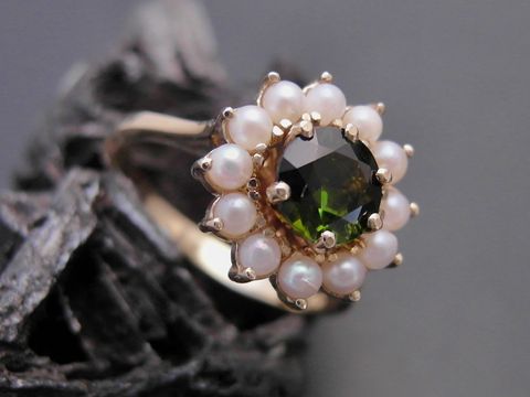 Gold Perlen Ring unvergesslich schön Gr. 56 mit 2,2 mm Zuchtperle und Turmalin, Hersteller Juwelier Harnisch bis Gr. 56/18, elegant und zeitlos, ideal für besondere Anlässe.