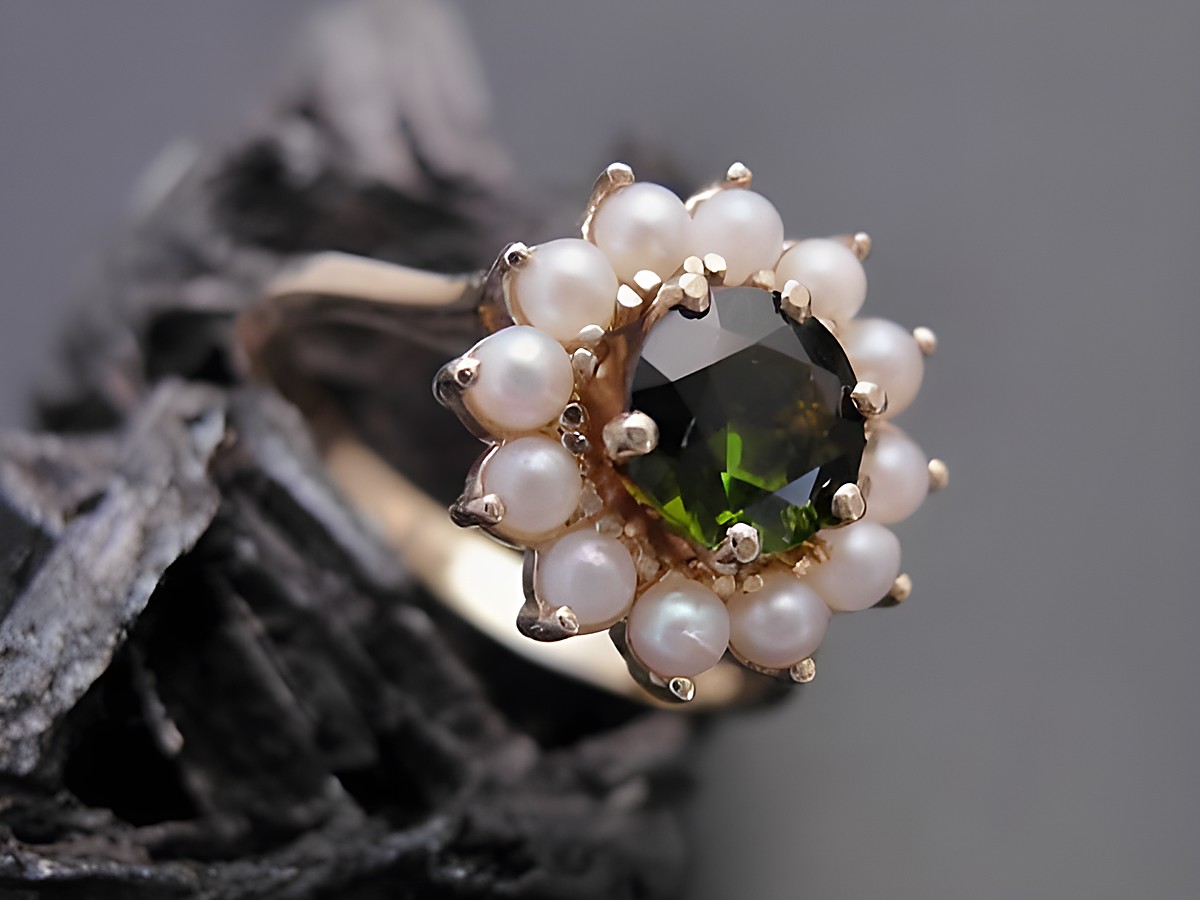 Gold Perlen Ring unvergesslich schön Gr. 56 mit 2,2 mm Zuchtperle und Turmalin, Hersteller Juwelier Harnisch bis Gr. 56/18, elegant und zeitlos, ideal für besondere Anlässe.