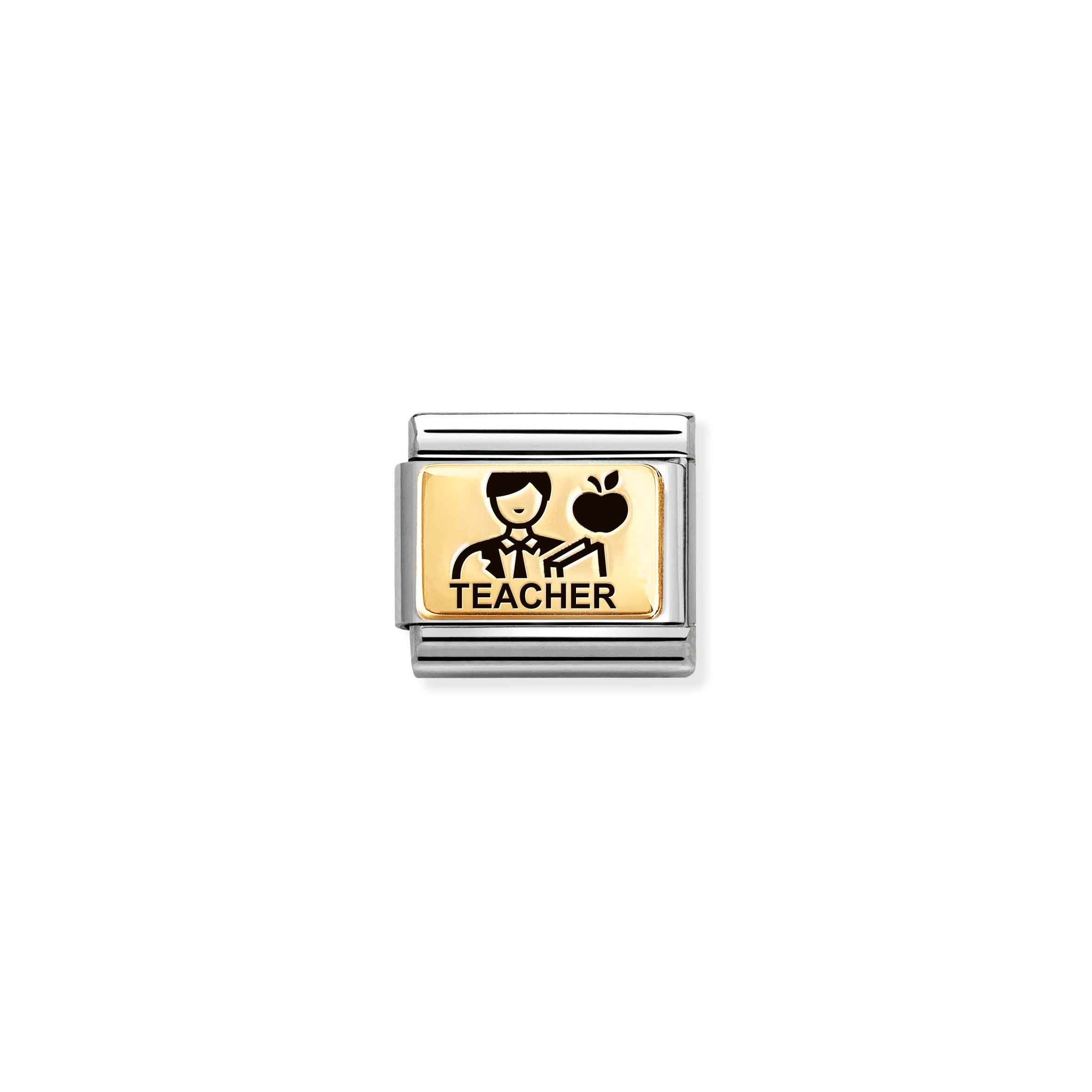 Nomination Composable Classic Charm Lehrer - Edelstahl, Gold 750 Gelbgold, Emaille