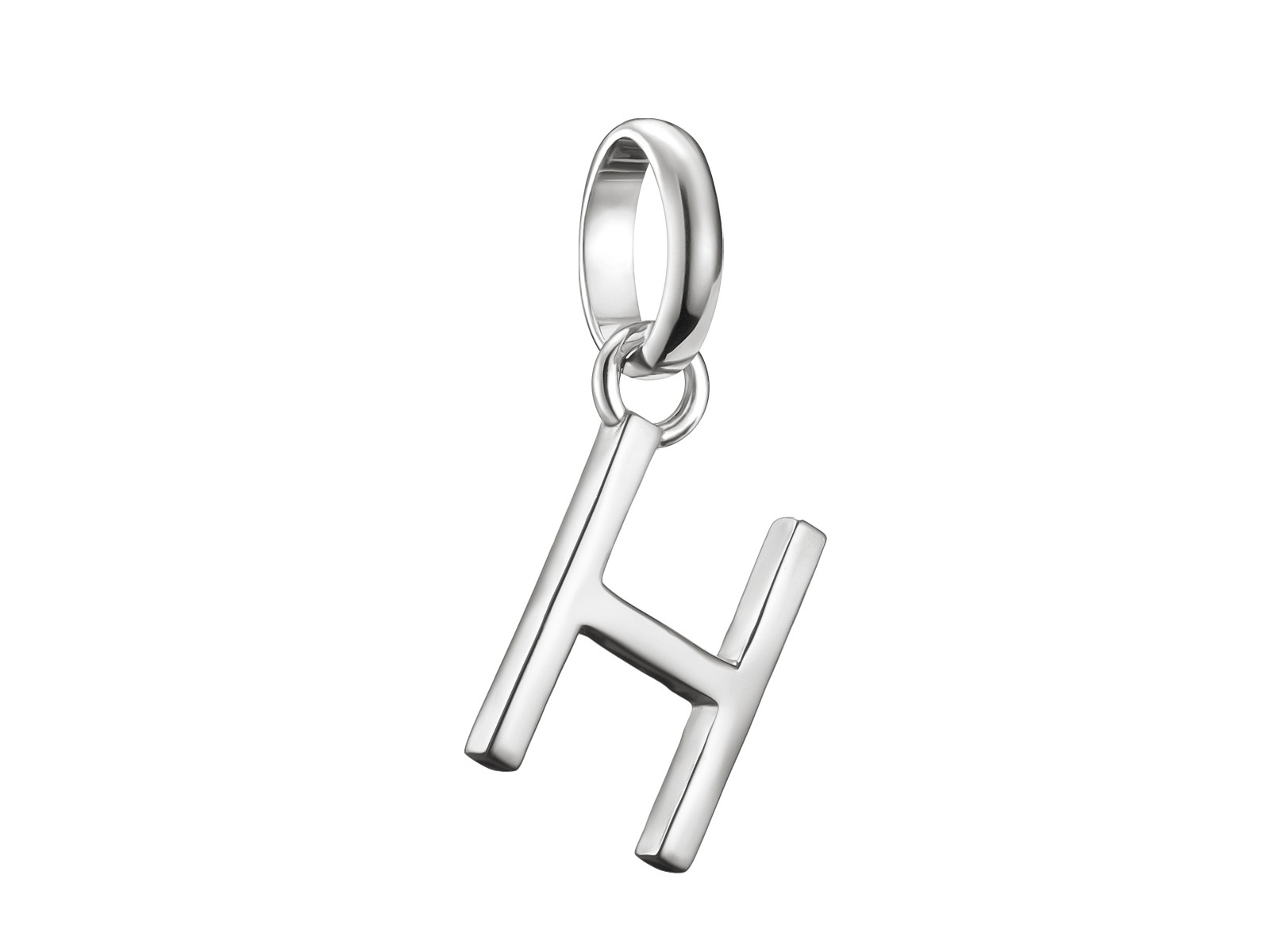 Charm aus Silber von Thomas Sabo in Form des Buchstabens H mit einer Öse zum Befestigen, idealer Bestandteil des Charm Clubs CONNECT.
