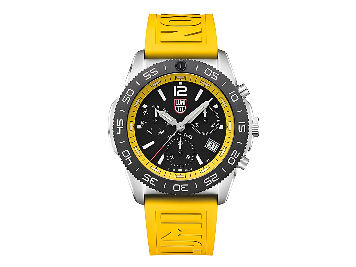 Luminox PACIFIC DIVER CHRONO 3140 SERIES in Gelb mit schwarzem Ziffernblatt, 44 mm Gehäuse, robustes Design, ideal für Taucher, aus der SEA Serie des Herstellers Luminox.