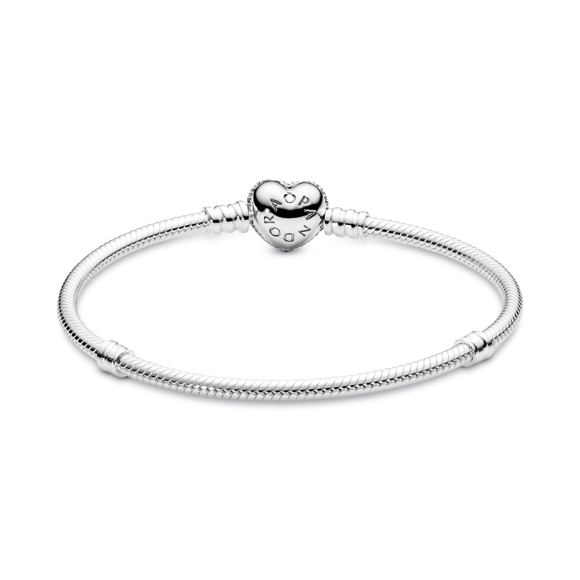 PANDORA - Armband mit Pavé-Herz-Verschluss - Silber - Zirkonia – Ansicht 2