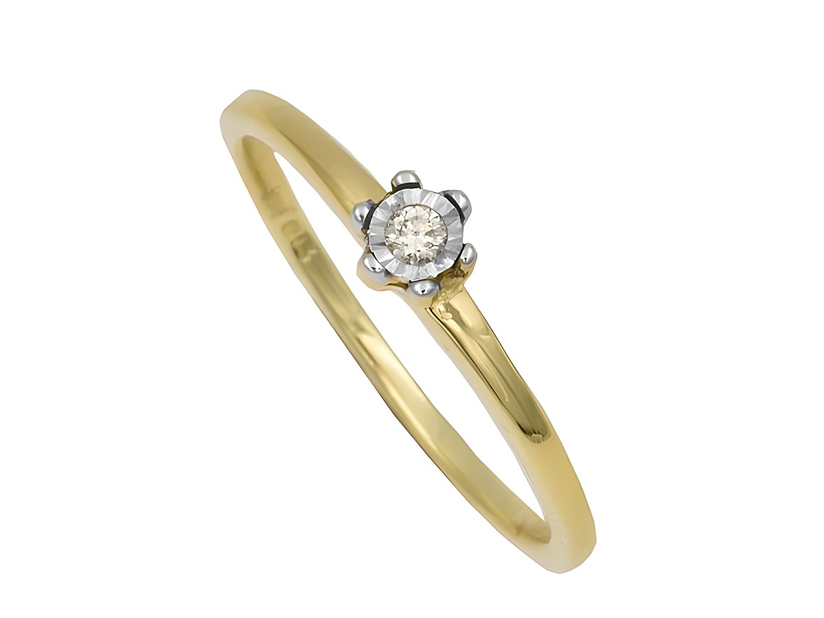 Bezaubernder Diamantring aus 585 Gelbgold, poliert, mit einem Diamanten von 0,03ct in Gr. 54 vom Hersteller Juwelier Harnisch, elegant und hochwertig verarbeitet.