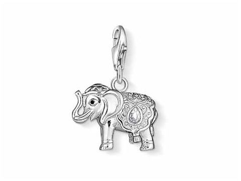 Charm von Thomas Sabo in Form eines Elefanten aus Sterling Silber mit filigraner Emaille und Zirkonia. Elegantes tierisches Design, ideal für Schmuckliebhaber.