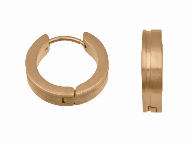Edelstahl Creolen 1,6 cm in PVD-Roségold teilmattiert von Juwelier Harnisch, elegant und modern, ideal für jeden Anlass. Hochwertiges Material und zeitloses Design.