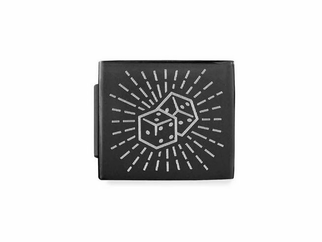 423011017-0 Edelstahl Charms von Nomination mit schwarz-matten Würfeln und strahlendem Muster auf der Oberfläche, ideal für Armbänder und modische Akzente.