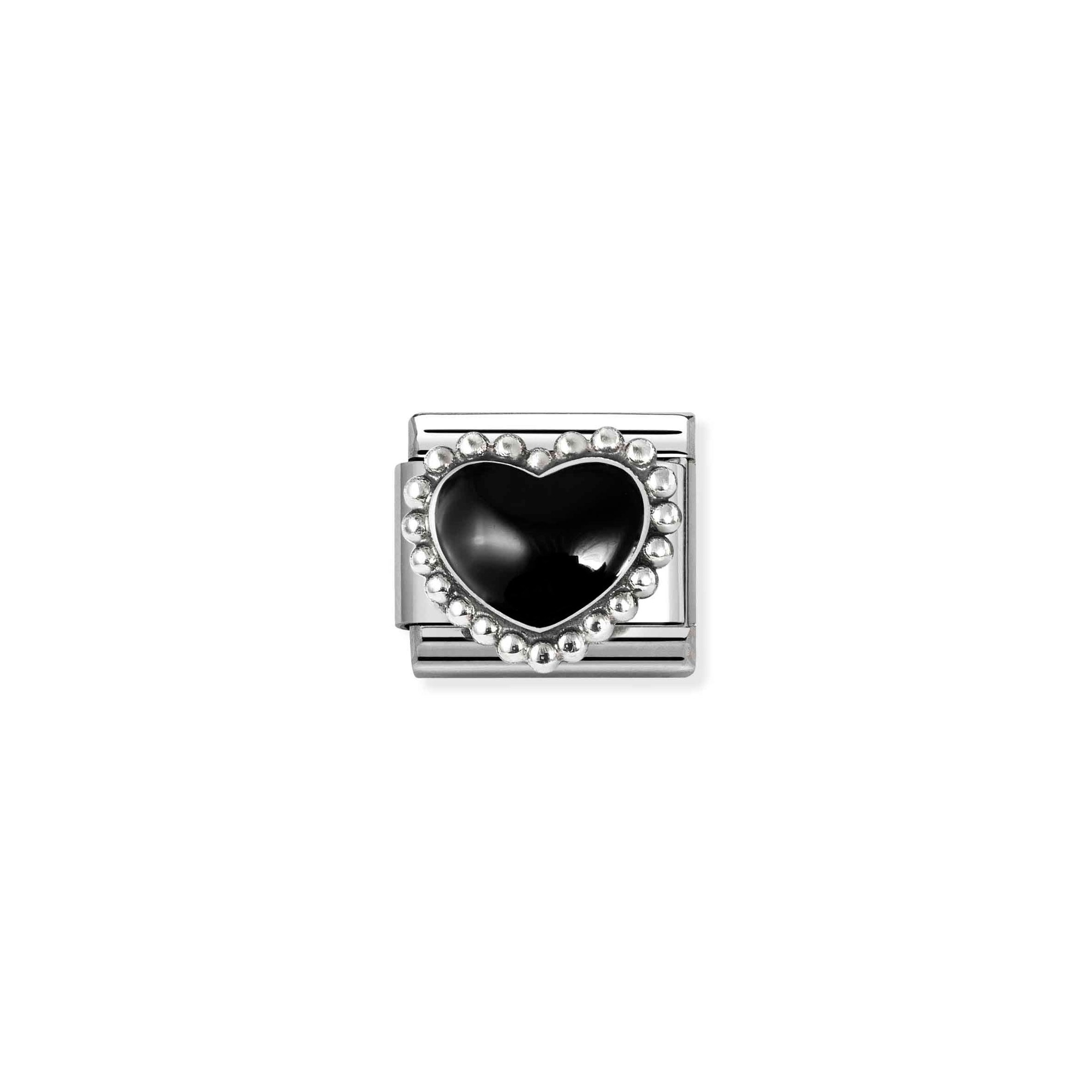 Nomination CLASSIC Element - oxidiertes Sterling Silber - Emaille - Gewölbtes Herz - Schwarz – Ansicht 2