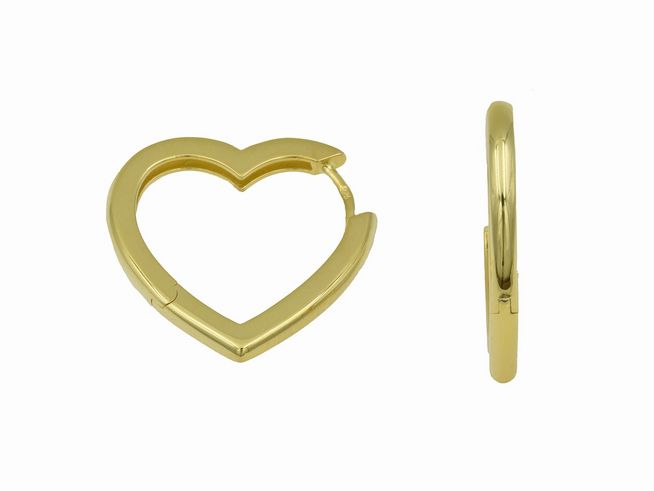 Creolen aus 2,1 cm Sterling Silber, gelbgold vergoldet, in Herzform, Hersteller Juwelier Harnisch, geeignet für elegante Outfits mit einem modernen Touch, bis 25 mm.