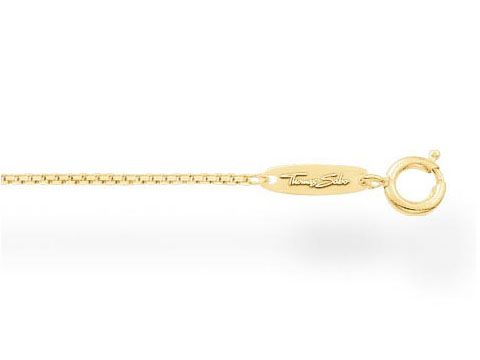 Silber vergoldete Thomas Sabo Kette ohne Anhänger, ca. 60 cm lang, hochwertig verarbeitet mit einem Karabinerverschluss und Markenlogo, zeitloses Design für jeden Anlass.