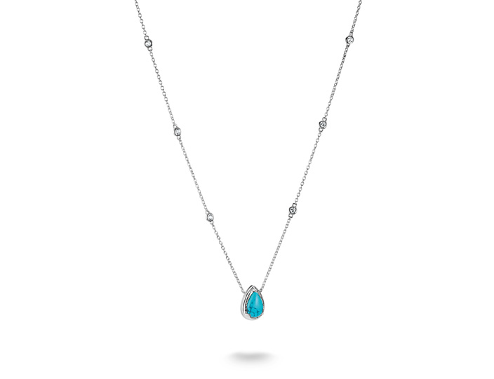 Thomas Sabo KE2331-405-17-L50V ELYNDRA Kette 45 - 50 cm - Sterling Silber & imit. Türkis & Zirkonia - Türkis