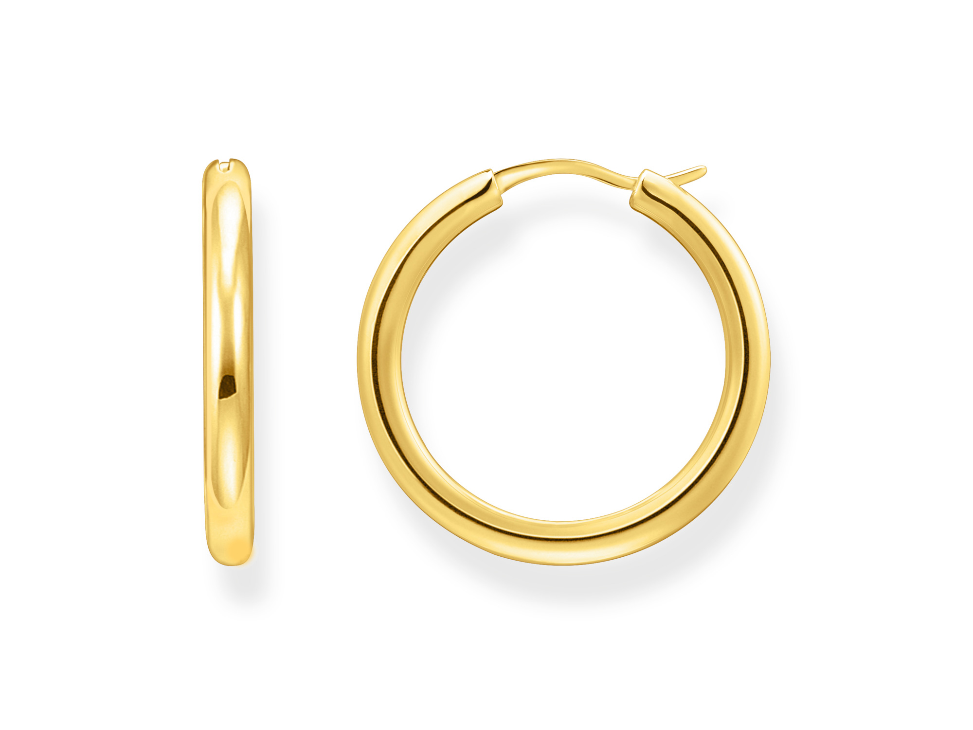 Silberne Creolen von Thomas Sabo mit 750er Vergoldung, elegant und zeitlos im Design, ideal für den täglichen Gebrauch oder besondere Anlässe. Neuheiten des Herstellers.