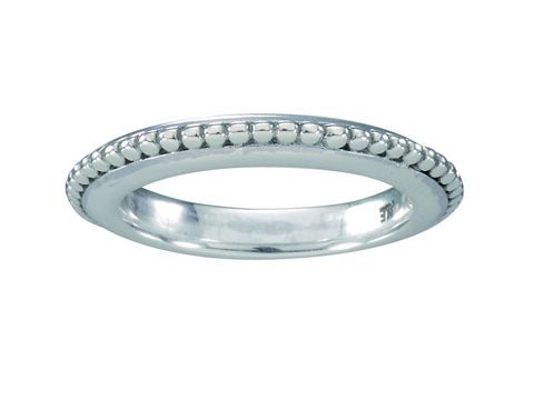 Silberner PANDORA Ring in Größe 50/16 mit feiner perlenartiger Verzierung am Rand, ideal für jeden Anlass und perfekt kombinierbar mit anderen Schmuckstücken.