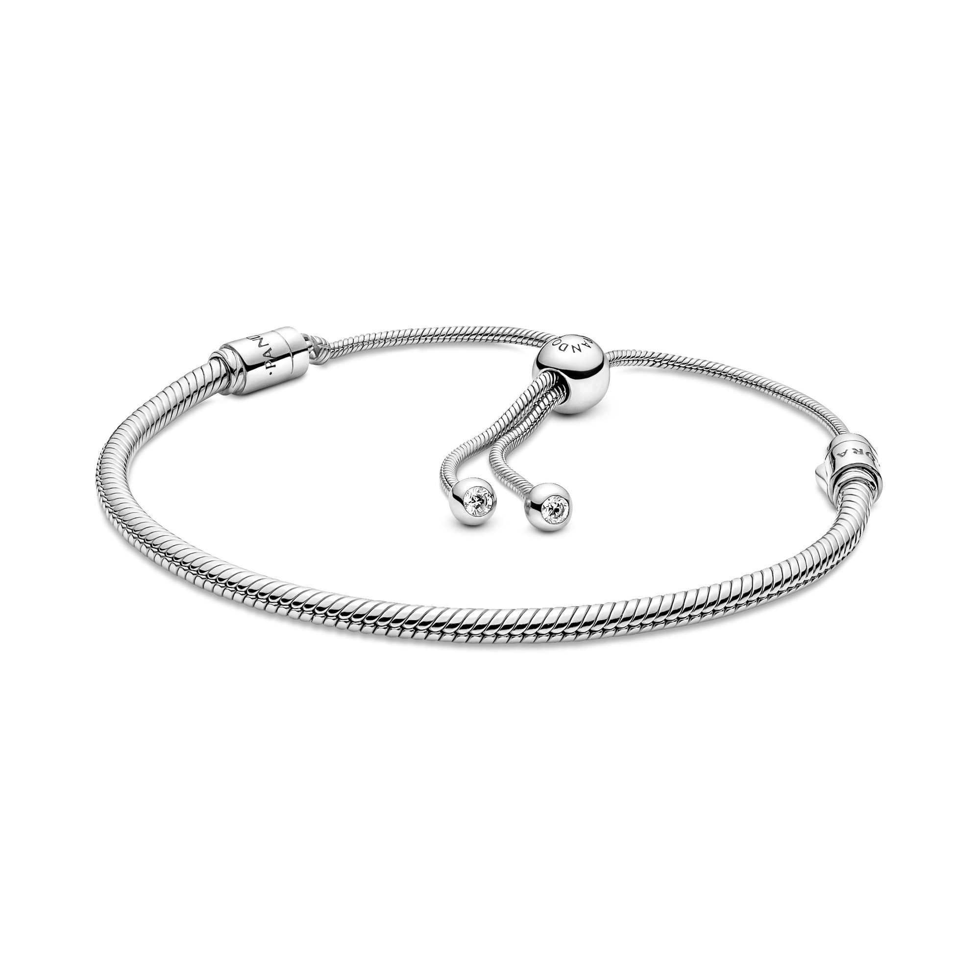 Pandora Schiebeverschluss Schlangen-Gliederarmband - Sterling Silber - Zirkonia 28 cm