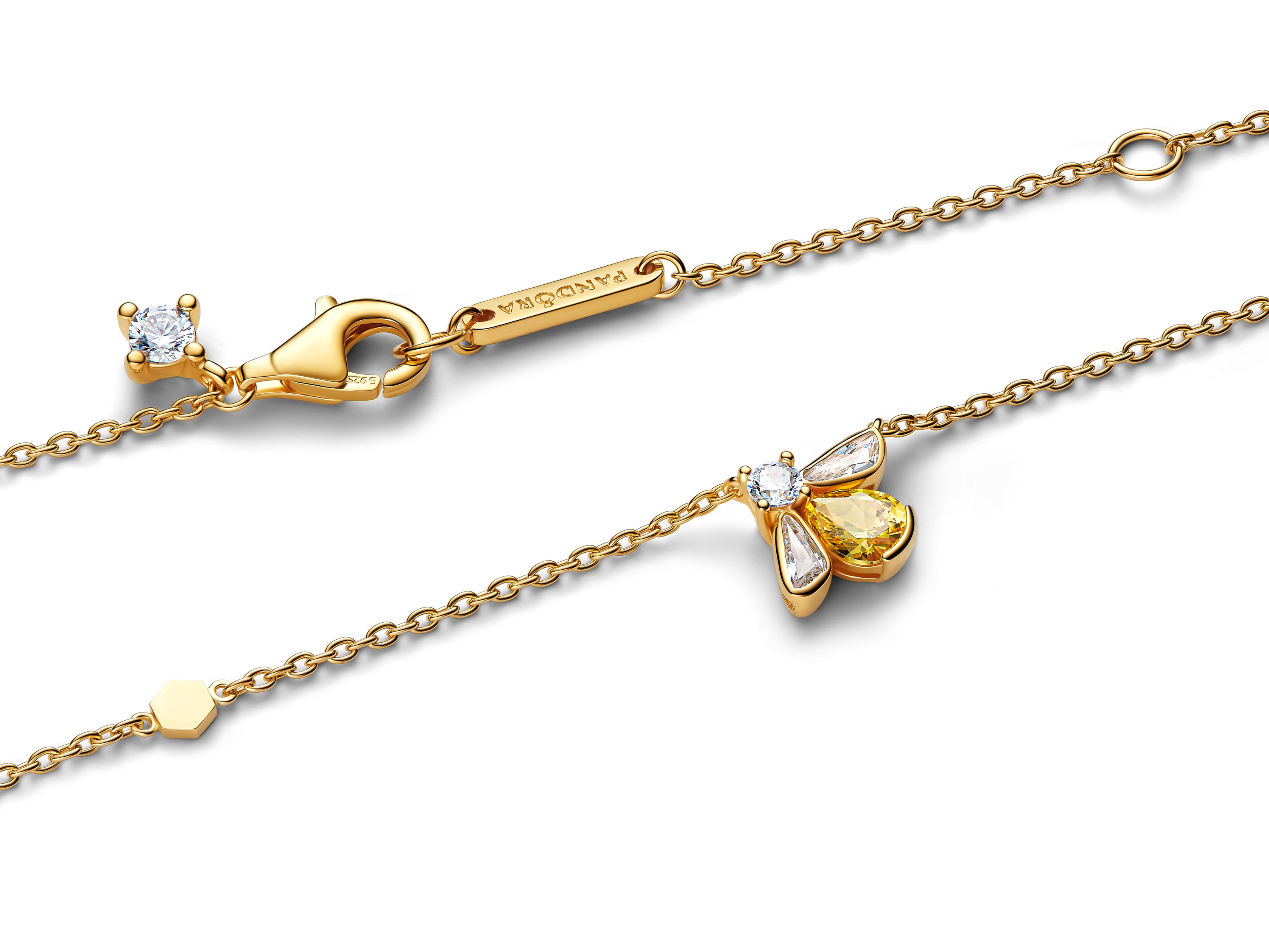 Pandora 364560C01-45 Honigbiene Anhänger Halskette - Gelbgold Vergoldung - Zirkonia - 45 cm