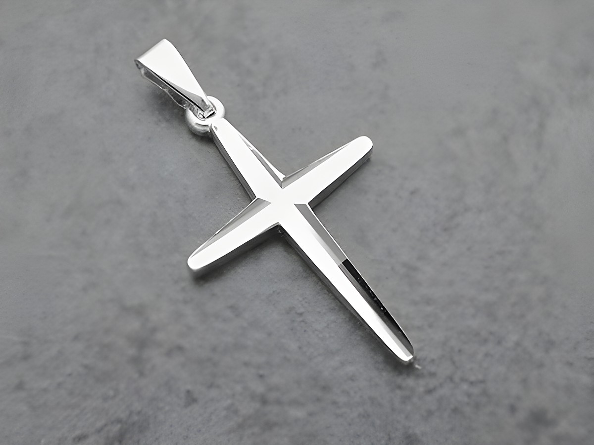 Silber Anhänger in Form eines schlichten Kreuzes, ansehnlich gestaltet. Hersteller: Juwelier Harnisch. Ideal für dezente Schmuckliebhaber.