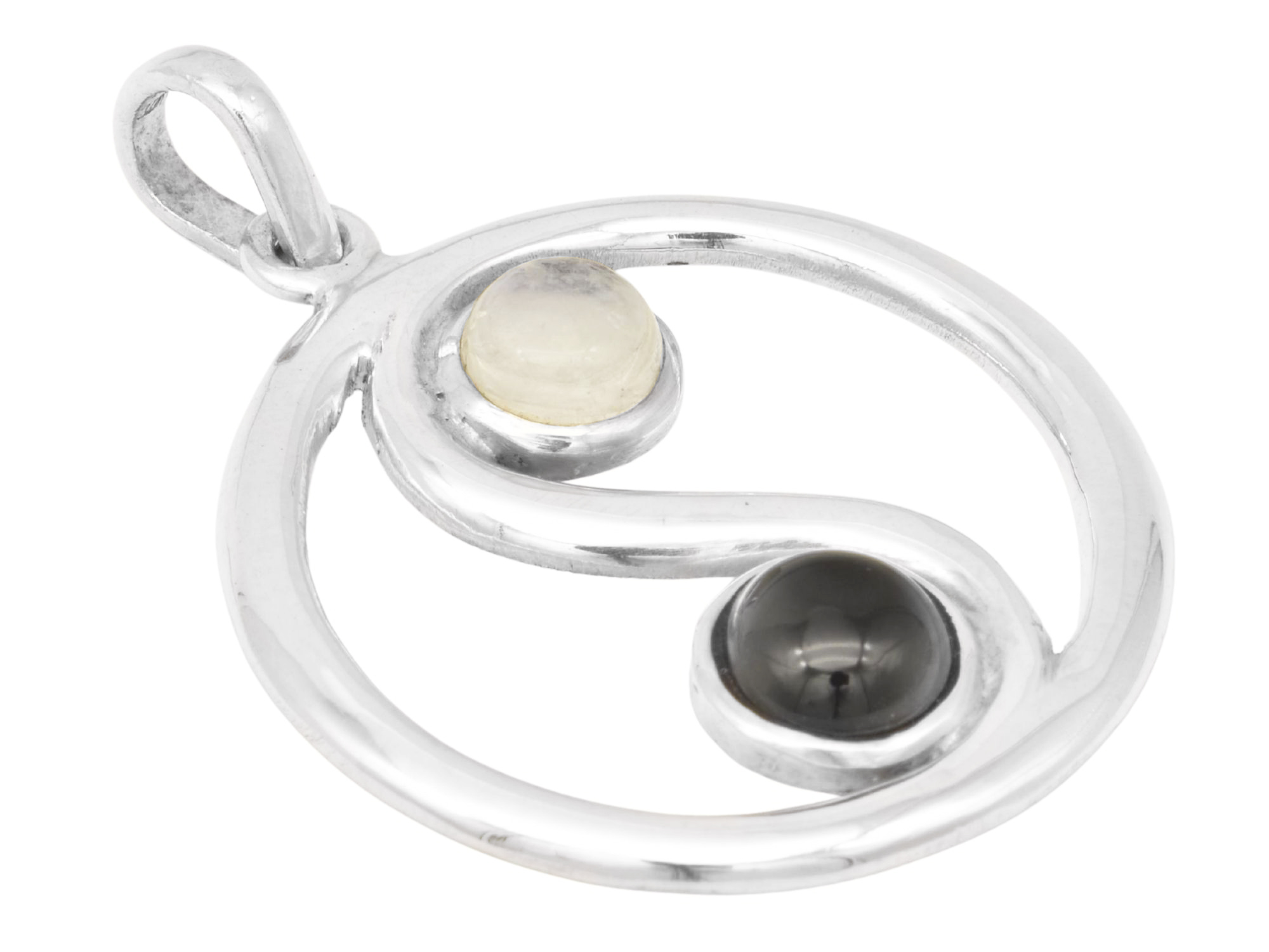 Anhänger Yin Yang DESIGN - Sterling Silber 925 - poliert - Mondstein