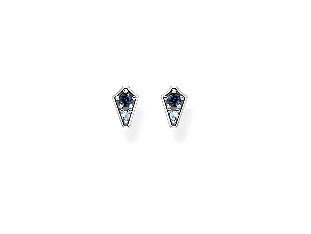 Thomas Sabo Ohrstecker H2210-667-1 aus Sterling Silber mit blauem Glas-Keramik und synthetischem Spinell, elegantes und modernes Design für jeden Anlass.