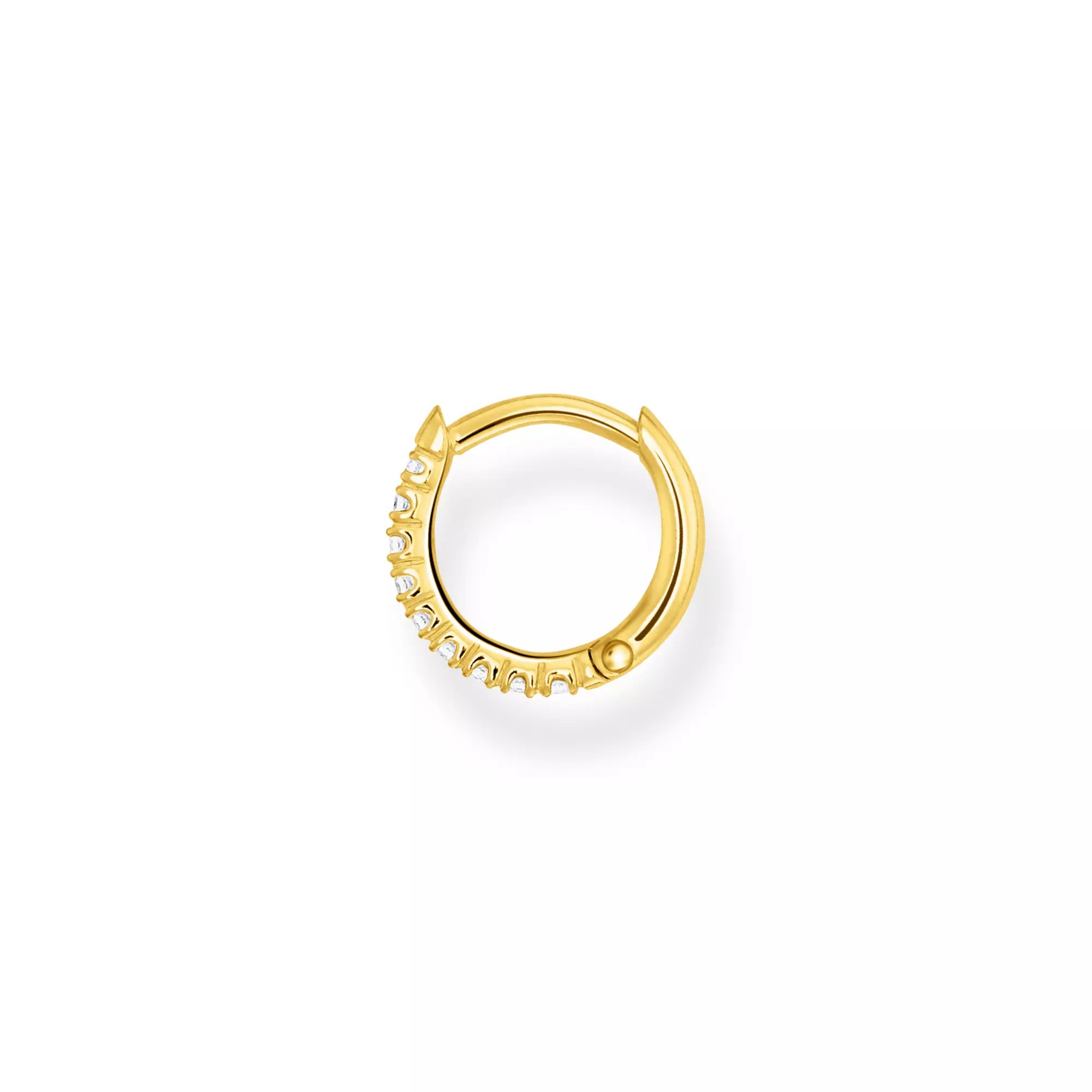Thomas Sabo Einzel Creole weiße Steine gold – Silber – Zirkonia – 11 mm hoch – Ansicht 2